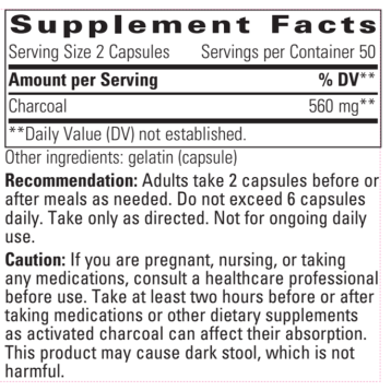 Activated Charcoal 560 mg, 100 ct.