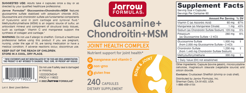 Glucosamine Chondroitin MSM 240ct