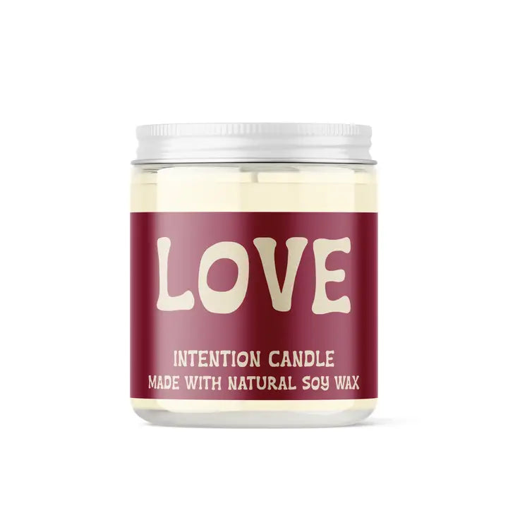 Love Intention Candle with Crystals, 8oz