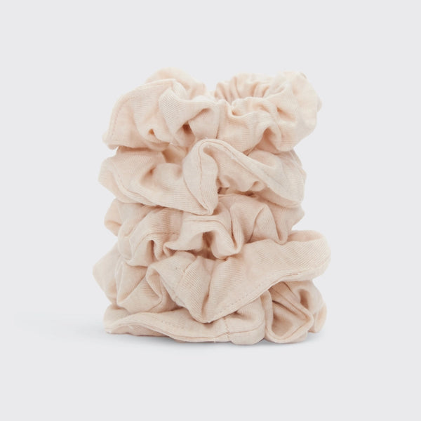 5pc Organic Cotton Knit Scrunchies- Cream